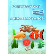 Carte de colorat cu abtibilduri. Animale Acvatice librariadelfin.ro imagine 2022