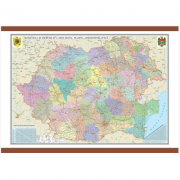 Romania si Republica Moldova. Harta administrativa 1000×700 mm (GHR4CD1) Enciclopedii Dictionare si Atlase. Atlase, Harti de perete si Planse tematice. Harta Romania si Republica Moldova imagine 2022