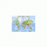 Harta fizica a lumii Plansa format A2 librariadelfin.ro
