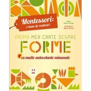 Montessori – o lume de realizari. Prima mea carte despre forme. Carte cu autocolante librariadelfin.ro