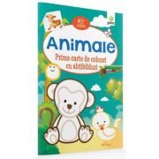 Prima carte de colorat cu abtibilduri. animale