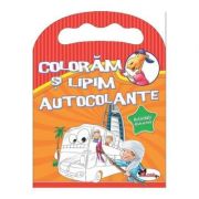Coloram si lipim autocolante. Activitati distractive (portocaliu)