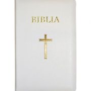 Biblia foarte mica, 043, coperta piele, alba, cu cruce, margini aurii, repertoar [Copertă