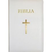 Biblia foarte mica, 043, coperta piele, alba, cu cruce, margini aurii, repertoar