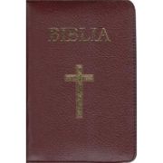 Biblia foarte mica, 043, coperta piele, grena, cu cruce, margini aurii, repertoar, fermoar librariadelfin.ro