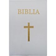 Biblia medie, 063, coperta piele, alba, cu cruce, margini aurii, repertoar librariadelfin.ro