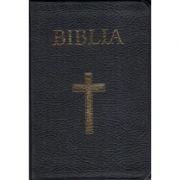 Biblia medie, 063, coperta piele, neagra, cu cruce, margini aurii, repertoar librariadelfin.ro