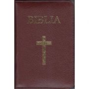 Biblia mica, 053, coperta piele, grena, cu cruce, margini aurii, repertoar, fermoar librariadelfin.ro