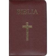 Biblie mare, 073, coperta piele, grena, cu cruce, margini aurii, repertoar, fermoar librariadelfin.ro
