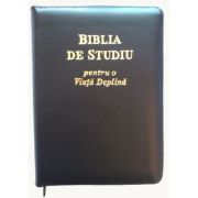 Biblia de studiu pentru o viata deplina. Editie de lux, coperta piele neagra cu fermoar, aurie, index de cautare, LPI170 aurie poza 2022
