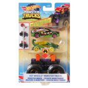 Camion Monster Truck cu Masinute Verde si Negru, Hot Wheels librariadelfin.ro