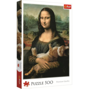 Puzzle Monalisa cu pisica 500 de piese, Trefl librariadelfin.ro