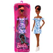 Papusa Barbie Fashionista bruneta cu rochita albastra Accesorii imagine 2022