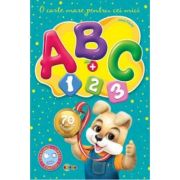 Marea carte de colorat - ABC + 1, 2, 3 O carte mare pentru cei mici (cu 70 de autocolante)