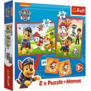 Puzzle 2-in-1 Memo Patrula Catelusilor Echipa in actiune, Trefl