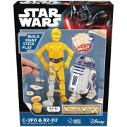 Macheta de asamblat, Star Wars, C-3PO & R2D2, cu 110+ piese din lemn + vopsea, pensula si adeziv inclus