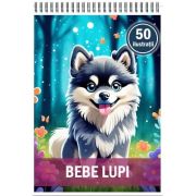Carte de colorat, 50 de ilustratii, bebe lupi