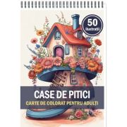 Carte de colorat, 50 de ilustratii, Case de pitici