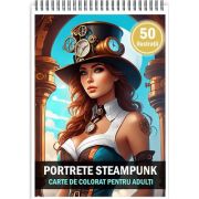 Carte de colorat pentru adulti, 50 de ilustratii, Steampunk