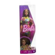 Papusa Barbie Fashionista satena cu rochie cu imprimeu good vibes