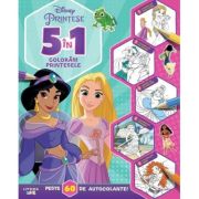 Disney. Printese. 5 in 1. Coloram printesele. Peste 60 de autocolante!