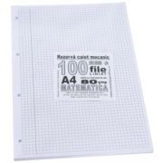 Rezerva caiet mecanic matematica cu margine liniata A4, 100 file, Super Color