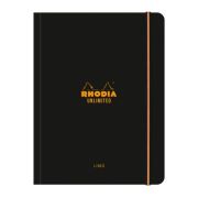 Caiet cu elastic A5+ Rhodia Unlimited, 60 file, dictando, negru
