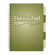 Caiet A4 cu spira si separatoare Pukka Pad Project Book, 200 file, matematica, kaki