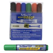 Marker pentru tabla de scris ARTLINE 517 - Dry safe ink 48h, varf rotund 2.0mm, 6 culori/set