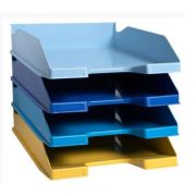 Set 4 tavite Exacompta Bee Blue, plastic reciclat, culori asortate