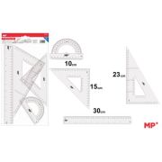 Set geometrie Main Paper, 4 piese, transparent, raportor, 2 echere, rigla 30 cm, blister