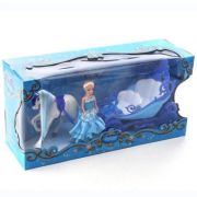 Caleasca cu papusa si calut + baterii, Albastra