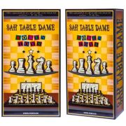 Joc 3 in 1: sah, table, dame, cutie lemn, 29x15 cm - Robentoys